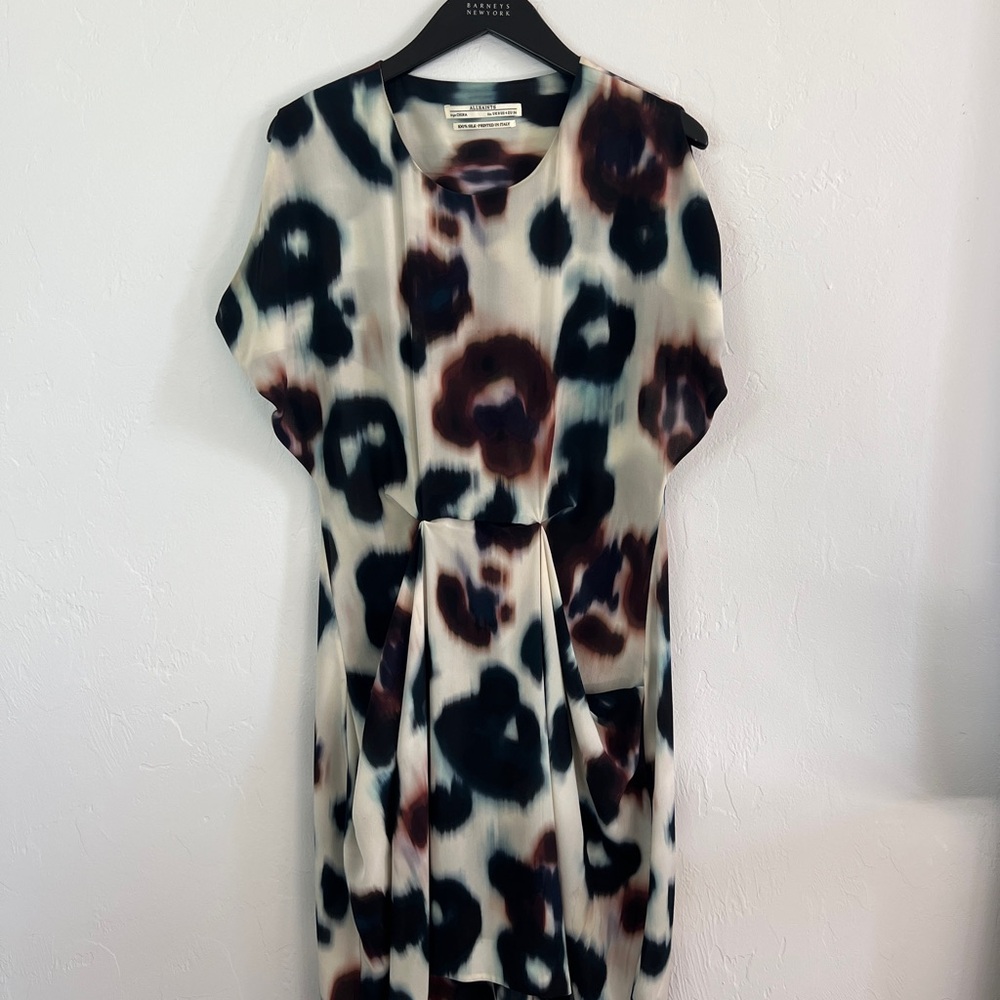 All Saints silk abstract leopard print dress